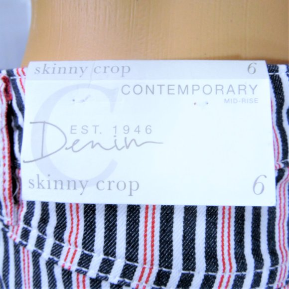 C est. 1946 Denim Striped Skinny Crop Jeans - Picture 8 of 10